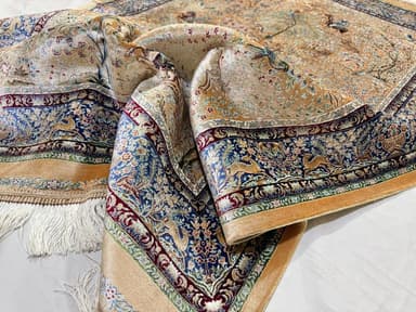 3x5 ft. Animal Silk Oriental Rug, Pictorial Turkish Bamboo Silk Rug, Living Room Decor, Boho Bedroom Rug, Dining Room Area Rug 3’2x4’9 ft